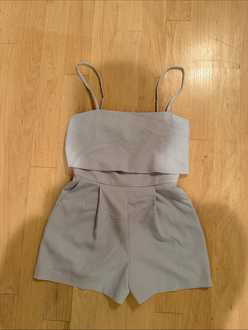 Club Monaco Pale Gray Sleeveless Romper with Pleated Waist